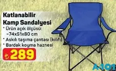 KATLANABİLİR KAMP SANDALYESİ 74X51X80 CM